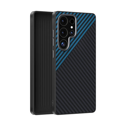 For Samsung Galaxy S25 Ultra 5G ABEEL C Carbon Fiber Series 6D Micro Relief MagSafe Phone Case(Black Blue) - Galaxy S25 Ultra 5G Cases by buy2fix | Online Shopping UK | buy2fix