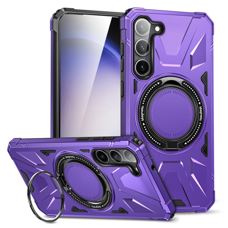 For Samsung Galaxy S25+ 5G MagSafe Magnetic Shockproof Phone Case with Ring Holder(Purple) - Galaxy S25+ 5G Cases by buy2fix | Online Shopping UK | buy2fix