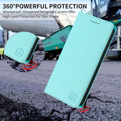 For OnePlus 12 Global RC01 Dual-Folded Magnetic Suction RFID Leather Phone Case(Mint Green) - OnePlus Cases by buy2fix | Online Shopping UK | buy2fix