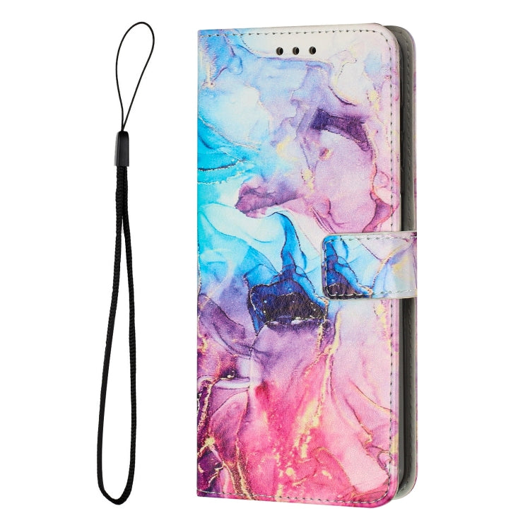 For Samsung Galaxy S25 5G Painted Marble Pattern Leather Phone Case(Pink Purple) - Galaxy S25 5G Cases by buy2fix | Online Shopping UK | buy2fix