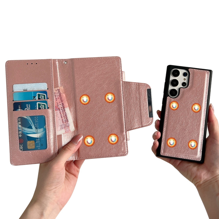 For Samsung Galaxy S25 5G Multifunctional 7-Card Wallet Leather Phone Case(Rose Gold) - Galaxy S25 5G Cases by buy2fix | Online Shopping UK | buy2fix