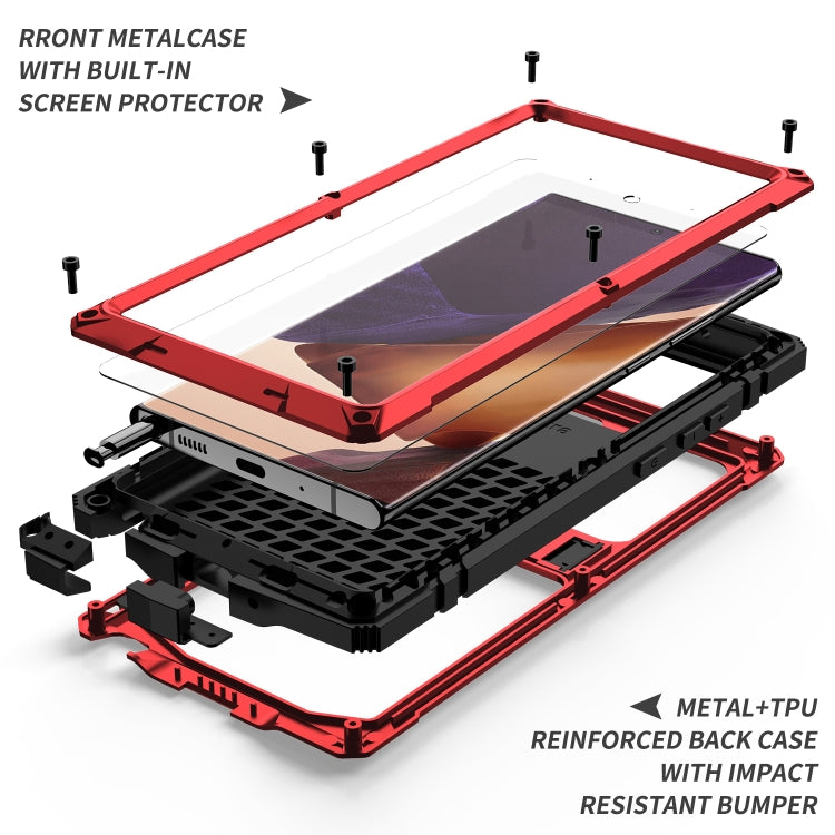 For Samsung Galaxy Note 20 Ultra R-JUST Shockproof Waterproof Dust-proof Metal + Silicone Protective Case with Holder(Red) - Galaxy Note20 Cases by R-JUST | Online Shopping UK | buy2fix