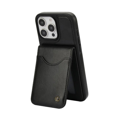 For iPhone 16 Pro AwQuer Vertical Flip Card Bag Holder Leather Phone Case(Black) - iPhone 16 Pro Cases by Awquer | Online Shopping UK | buy2fix