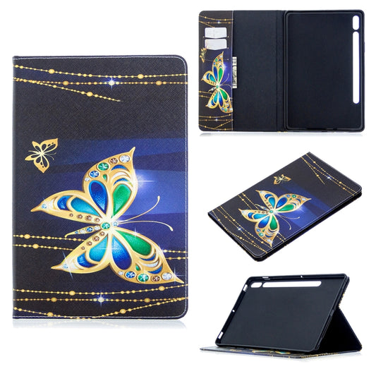 For Samsung Galaxy Tab S8 / Galaxy Tab S7 T870 Colored Drawing Pattern Horizontal Flip Leather Case with Holder & Card Slots & Wallet(Big Butterfly) - Galaxy Tab S8 Cases by buy2fix | Online Shopping UK | buy2fix