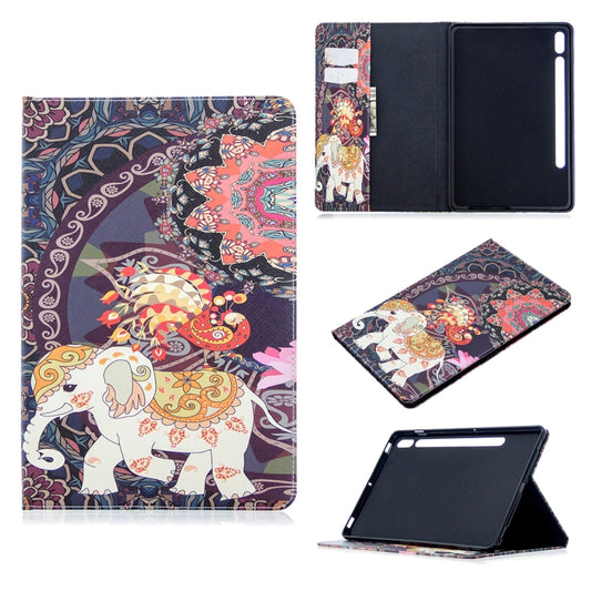 For Samsung Galaxy Tab S8 / Galaxy Tab S7 T870 Colored Drawing Pattern Horizontal Flip Leather Case with Holder & Card Slots & Wallet(Flower Elephant) - Galaxy Tab S8 Cases by buy2fix | Online Shopping UK | buy2fix