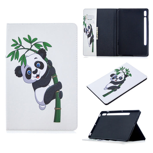 For Samsung Galaxy Tab S8 / Galaxy Tab S7 T870 Colored Drawing Pattern Horizontal Flip Leather Case with Holder & Card Slots & Wallet(Panda Bamboo) - Galaxy Tab S8 Cases by buy2fix | Online Shopping UK | buy2fix