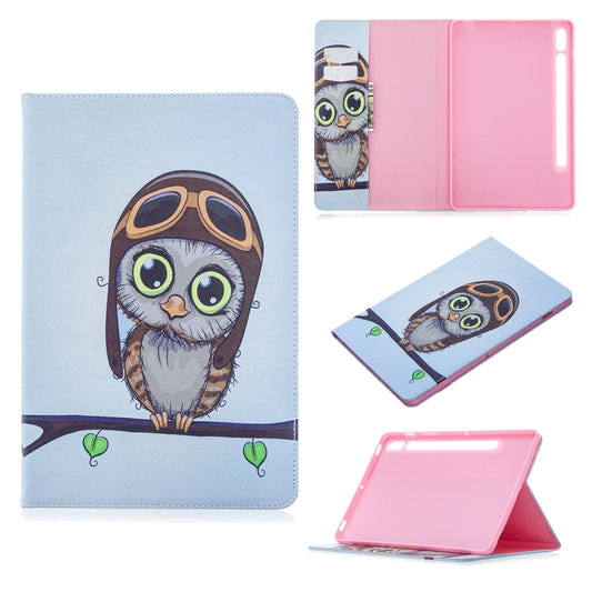 For Samsung Galaxy Tab S8 / Galaxy Tab S7 T870 Colored Drawing Pattern Horizontal Flip Leather Case with Holder & Card Slots & Wallet(Owl) - Galaxy Tab S8 Cases by buy2fix | Online Shopping UK | buy2fix