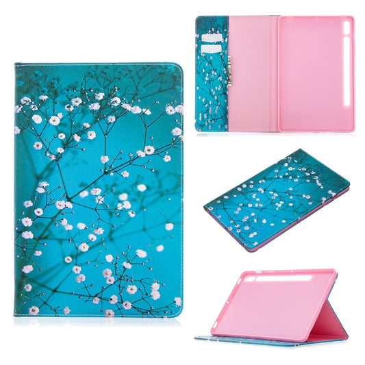 For Samsung Galaxy Tab S8 / Galaxy Tab S7 T870 Colored Drawing Pattern Horizontal Flip Leather Case with Holder & Card Slots & Wallet(Plum Blossom) - Galaxy Tab S8 Cases by buy2fix | Online Shopping UK | buy2fix