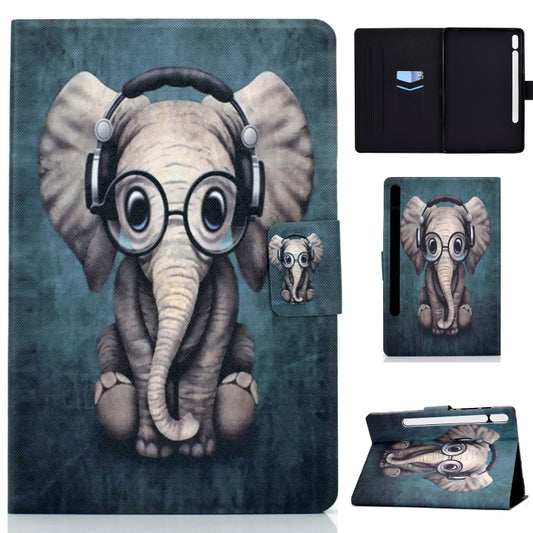 For Samsung Galaxy Tab S8 / Galaxy Tab S7 T870 Electric Pressed Left Right Flat Leather Case with Sleep Function Pen Cover & Card Slot & Holder(Elephant) - Galaxy Tab S8 Cases by buy2fix | Online Shopping UK | buy2fix