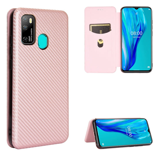 For Ulefone Note 9P Carbon Fiber Texture Horizontal Flip TPU + PC + PU Leather Case with Card Slot & Lanyard(Pink) - Ulefone Cases by buy2fix | Online Shopping UK | buy2fix