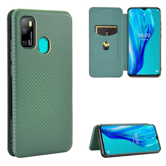 For Ulefone Note 9P Carbon Fiber Texture Horizontal Flip TPU + PC + PU Leather Case with Card Slot & Lanyard(Green) - Ulefone Cases by buy2fix | Online Shopping UK | buy2fix