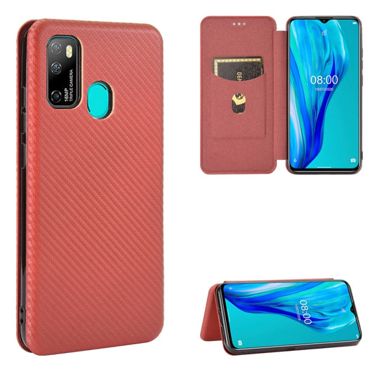 For Ulefone Note 9P Carbon Fiber Texture Horizontal Flip TPU + PC + PU Leather Case with Card Slot & Lanyard(Brown) - Ulefone Cases by buy2fix | Online Shopping UK | buy2fix