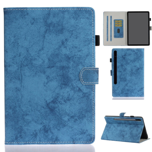 For Samsung Galaxy Tab S8 / Galaxy Tab S7 11.0 T870 Marble Style Cloth Texture Leather Case with Bracket & Card Slot & Pen Slot & Anti Skid Strip(Blue) - Galaxy Tab S8 Cases by buy2fix | Online Shopping UK | buy2fix