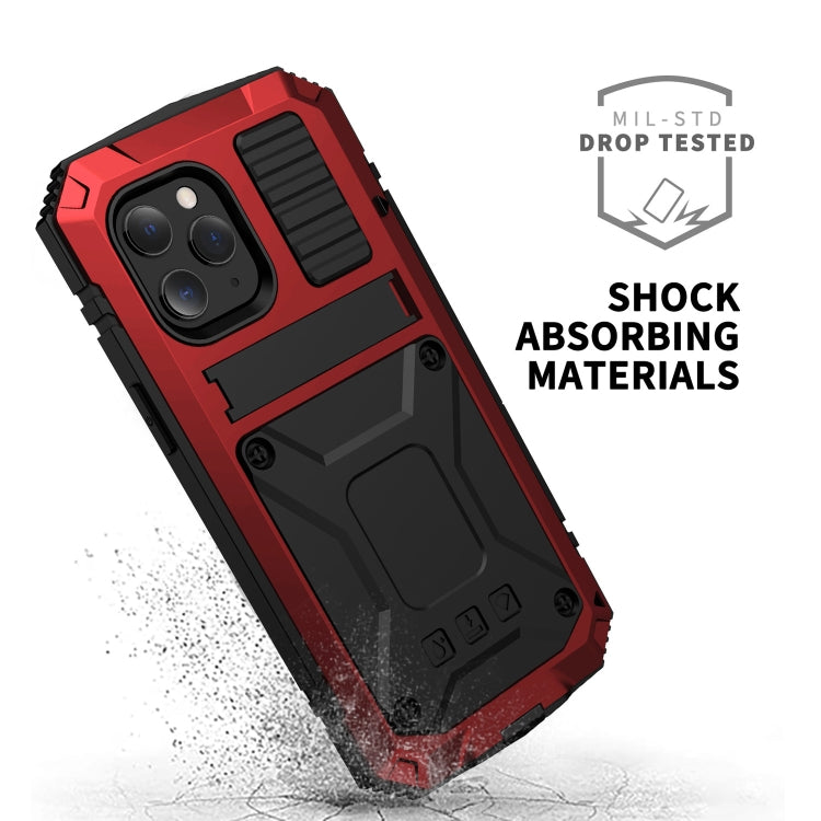 For iPhone 12 mini R-JUST Shockproof Waterproof Dust-proof Metal + Silicone Protective Case with Holder (Red) - iPhone 12 mini Cases by R-JUST | Online Shopping UK | buy2fix