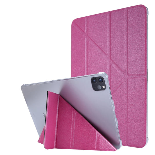 Silk Texture Horizontal Deformation Flip Leather Case with Three-folding Holder For iPad Air 11 2024 / Air 2022 / 2020 10.9(Rose Red) - iPad Air (2022) / (2020) 10.9 Cases by buy2fix | Online Shopping UK | buy2fix