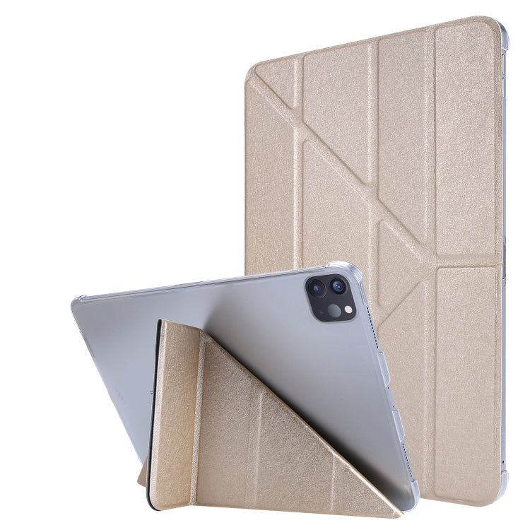 Silk Texture Horizontal Deformation Flip Leather Case with Three-folding Holder For iPad Air 11 2024 / Air 2022 / 2020 10.9(Gold) - iPad Air (2022) / (2020) 10.9 Cases by buy2fix | Online Shopping UK | buy2fix