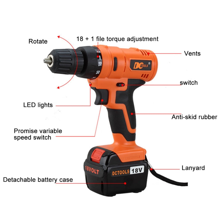 D017-18V Stepless Speed Changing Rechargeable Electric Drill Set with LED light, AC 220V, EU Plug, Random Color Delivery - Drill & Drill Bits by buy2fix | Online Shopping UK | buy2fix