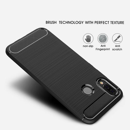 For Huawei  P20 Lite Brushed Texture Carbon Fiber Shockproof TPU Protective Back Case (Navy Blue) - Huawei Cases by buy2fix | Online Shopping UK | buy2fix