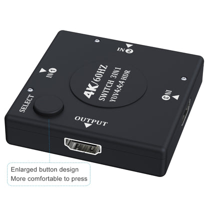 3 In 1 Out 4K 60Hz HD Video HDMI Switcher - Switch by buy2fix | Online Shopping UK | buy2fix