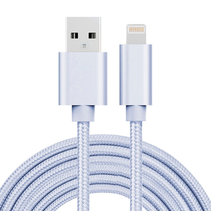 3m 3A Woven Style Metal Head 8 Pin to USB Data / Charger Cable(Silver) - Normal Style Cable by buy2fix | Online Shopping UK | buy2fix