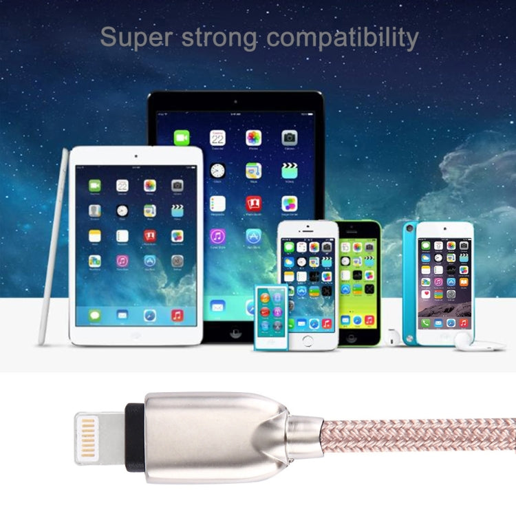 1m Woven 108 Copper Cores 8 Pin to USB Data Sync Charging Cable for iPhone, iPad(Pink) - Normal Style Cable by buy2fix | Online Shopping UK | buy2fix