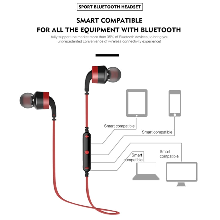 AWEI A960BL Wireless Sport Bluetooth Earphone with Wire Control, Support Handfree Call(Red) - Bluetooth Earphone by awei | Online Shopping UK | buy2fix