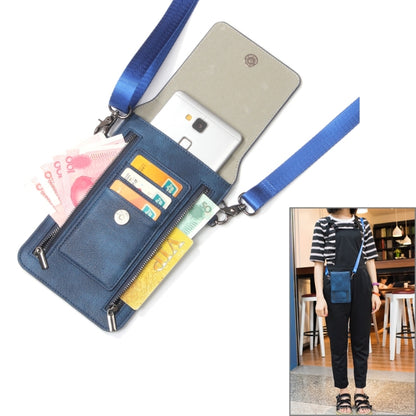 6.3 inch and Below Universal PU Leather Double Zipper Shoulder Carrying Bag with Card Slots & Wallet for Sony, Huawei, Meizu, Lenovo, ASUS, Cubot, Oneplus, Dreami, Oukitel, Xiaomi, Ulefone, Letv, DOOGEE, Vkworld, and other Smartphones (Dark Blue) - More iPhone Cases by buy2fix | Online Shopping UK | buy2fix