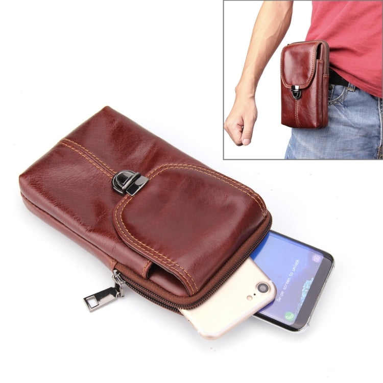 6.3 inch and Below Universal Crazy Horse Texture Genuine Leather Men Vertical Style Case Waist Bag with Belt Hole for Sony, Huawei, Meizu, Lenovo, ASUS, Cubot, Oneplus, Xiaomi, Ulefone, Letv, DOOGEE, Vkworld, and other Smartphones(Brown) - More iPhone Cases by buy2fix | Online Shopping UK | buy2fix