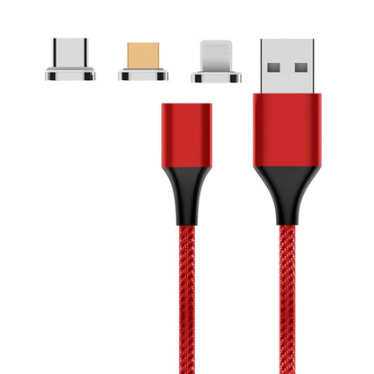 M11 3 in 1 5A USB to 8 Pin + Micro USB + USB-C / Type-C Nylon Braided Magnetic Data Cable, Cable Length: 1m (Red) - Charging Cable & Head by buy2fix | Online Shopping UK | buy2fix