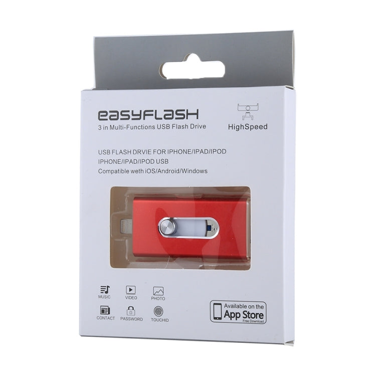 RQW-02 3 in 1 USB 2.0 & 8 Pin & Micro USB 64GB Flash Drive(Red) - U Disk & Card Reader by buy2fix | Online Shopping UK | buy2fix