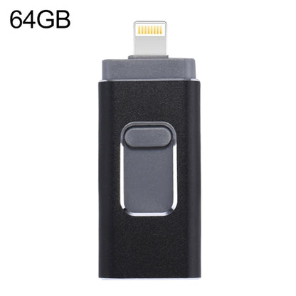 easyflash RQW-01B 3 in 1 USB 2.0 & 8 Pin & Micro USB 64GB Flash Drive(Black) - U Disk & Card Reader by buy2fix | Online Shopping UK | buy2fix