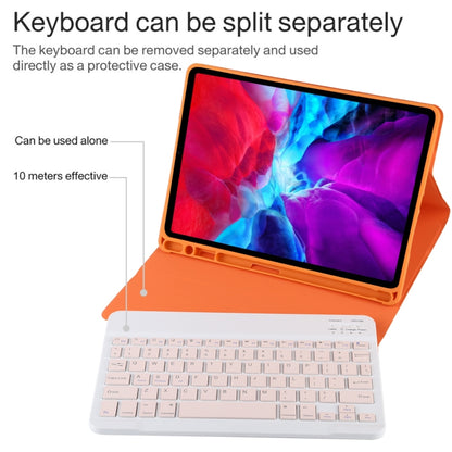 TG11B Detachable Bluetooth Pink Keyboard + Microfiber Leather Tablet Case for iPad Pro 11 inch (2020), with Pen Slot & Holder (Orange) - For iPad Pro by buy2fix | Online Shopping UK | buy2fix