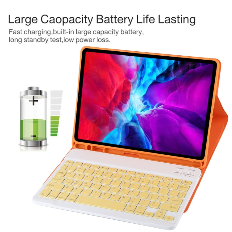 TG11B Detachable Bluetooth Yellow Keyboard + Microfiber Leather Tablet Case for iPad Pro 11 inch (2020), with Pen Slot & Holder (Orange) - For iPad Pro by buy2fix | Online Shopping UK | buy2fix