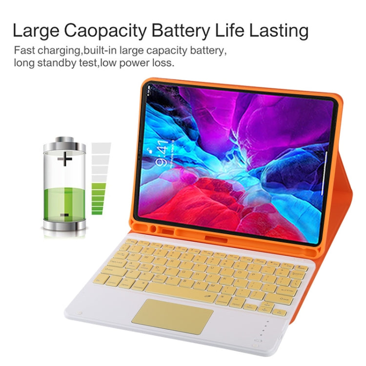 TG11BC Detachable Bluetooth Yellow Keyboard Microfiber Leather Tablet Case for iPad Pro 11 inch (2020), with Touchpad & Pen Slot & Holder (Orange) - For iPad Pro by buy2fix | Online Shopping UK | buy2fix