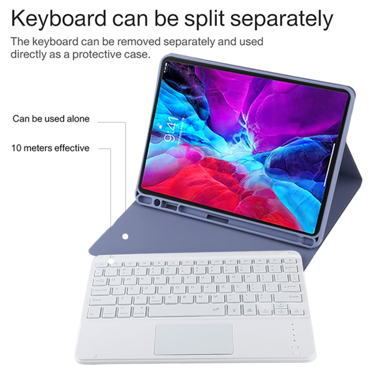 TG11BCS Detachable Bluetooth White Keyboard Microfiber Leather Tablet Case for iPad Pro 11 inch (2020), with Backlight & Touchpad & Pen Slot & Holder (Purple) - For iPad Pro by buy2fix | Online Shopping UK | buy2fix