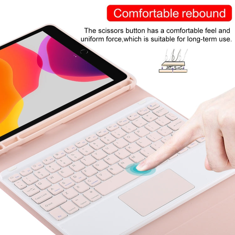 TG-102BC Detachable Bluetooth Pink Keyboard + Microfiber Leather Tablet Case for iPad 10.2 inch / iPad Air (2019), with Touch Pad & Pen Slot & Holder(Pink) - For iPad Air by buy2fix | Online Shopping UK | buy2fix