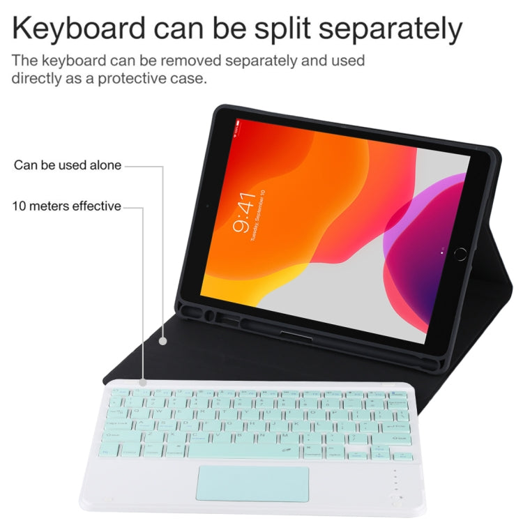 TG-102BC Detachable Bluetooth Green Keyboard + Microfiber Leather Tablet Case for iPad 10.2 inch / iPad Air (2019), with Touch Pad & Pen Slot & Holder (Black) - For iPad Air by buy2fix | Online Shopping UK | buy2fix