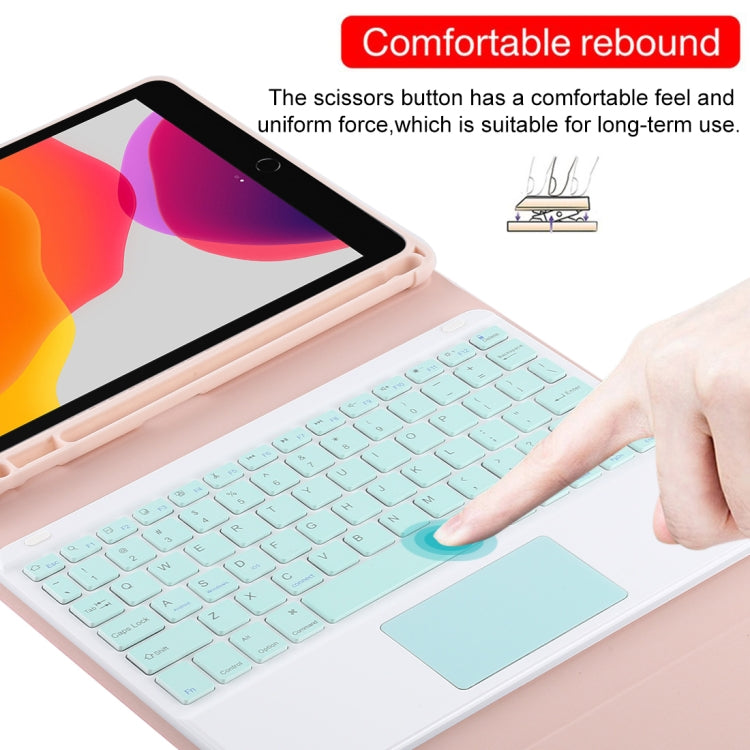 TG-102BC Detachable Bluetooth Green Keyboard + Microfiber Leather Tablet Case for iPad 10.2 inch / iPad Air (2019), with Touch Pad & Pen Slot & Holder (Pink) - For iPad Air by buy2fix | Online Shopping UK | buy2fix