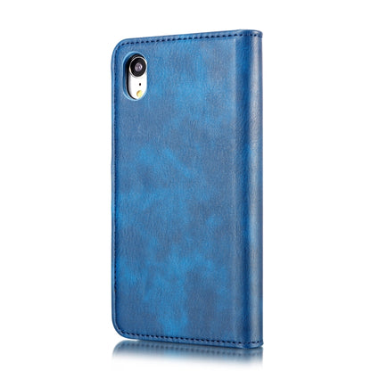 For iPhone XR DG.MING Crazy Horse Texture Flip Detachable Magnetic Leather Case with Holder & Card Slots & Wallet (Blue) - More iPhone Cases by DG.MING | Online Shopping UK | buy2fix