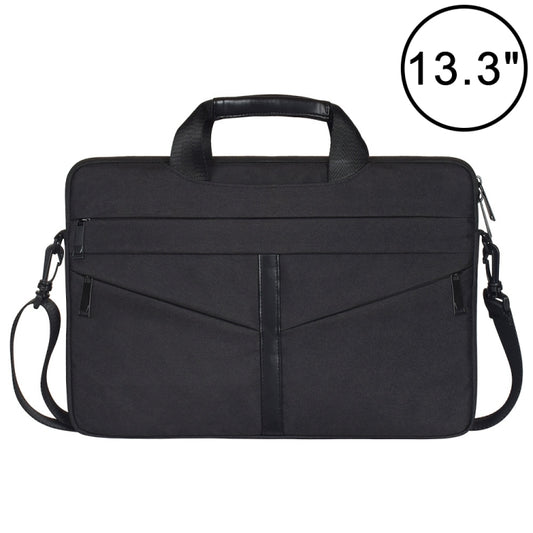 13.3 inch Breathable Wear-resistant Fashion Business Shoulder Handheld Zipper Laptop Bag with Shoulder Strap (Black) - 13.3 inch by buy2fix | Online Shopping UK | buy2fix