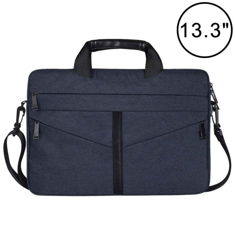 13.3 inch Breathable Wear-resistant Fashion Business Shoulder Handheld Zipper Laptop Bag with Shoulder Strap (Navy Blue) - 13.3 inch by buy2fix | Online Shopping UK | buy2fix