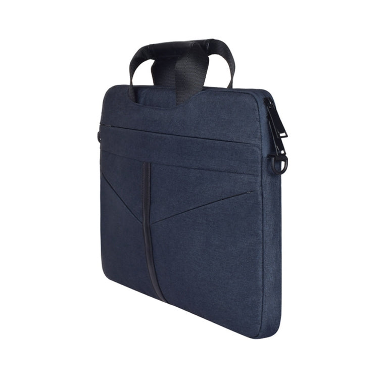 13.3 inch Breathable Wear-resistant Fashion Business Shoulder Handheld Zipper Laptop Bag with Shoulder Strap (Navy Blue) - 13.3 inch by buy2fix | Online Shopping UK | buy2fix