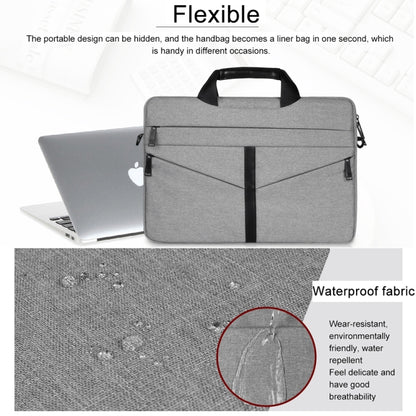 14.1 inch Breathable Wear-resistant Fashion Business Shoulder Handheld Zipper Laptop Bag with Shoulder Strap (Light Grey) - 14.1 inch by buy2fix | Online Shopping UK | buy2fix