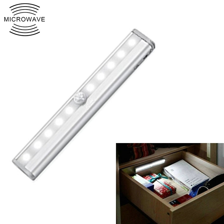 0.8W 10 LEDs White Light Narrow Screen Intelligent Human Body Sensor Light LED Corridor Cabinet Light, USB Charging Version - Sensor LED Lights by buy2fix | Online Shopping UK | buy2fix