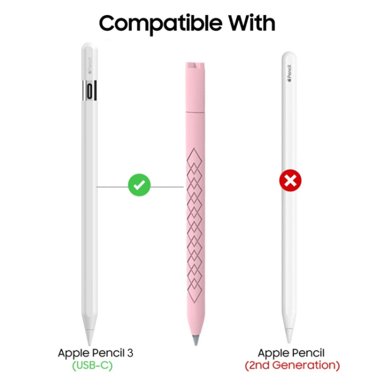 For Apple Pencil (USB-C) Diamond Pattern Silicone Stylus Pen Protective Case (Pink) - Pencil Accessories by buy2fix | Online Shopping UK | buy2fix