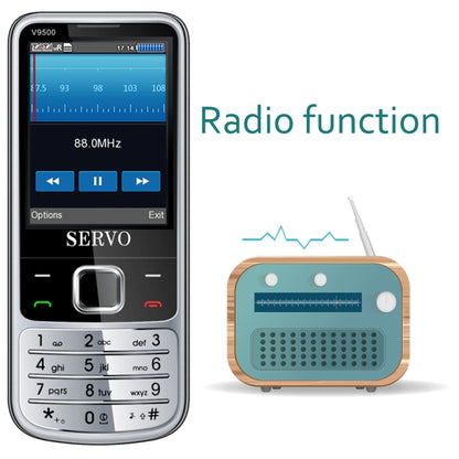 SERVO V9500 Mobile Phone, Russian Key, 2.4 inch, Spredtrum SC6531CA, 21 Keys, Support Bluetooth, FM, Magic Sound, Flashlight, GSM, Quad SIM(Black) - SERVO by SERVO | Online Shopping UK | buy2fix