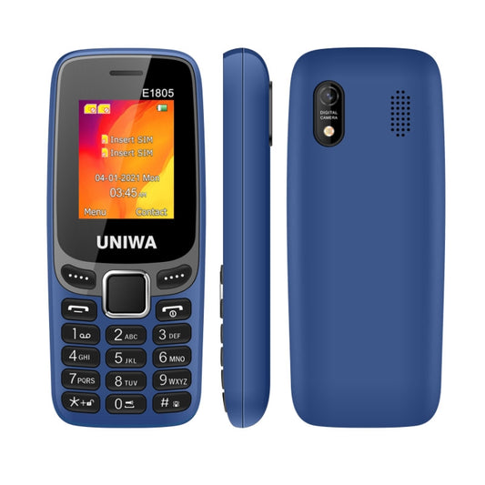 UNIWA E1805, 1.77 inch, SC6531E, 21 Keys, Support Bluetooth, Torch, FM, MP3, MP4, GSM, Dual SIM (Blue) - UNIWA by UNIWA | Online Shopping UK | buy2fix