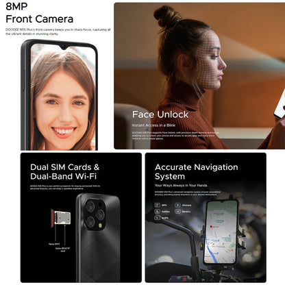 [HK Warehouse] DOOGEE N55 Plus, 8GB+128GB, 6.56 inch Android 14 Spreadtrum T606 Octa Core, Network: 4G, OTG (Black) - DOOGEE by DOOGEE | Online Shopping UK | buy2fix