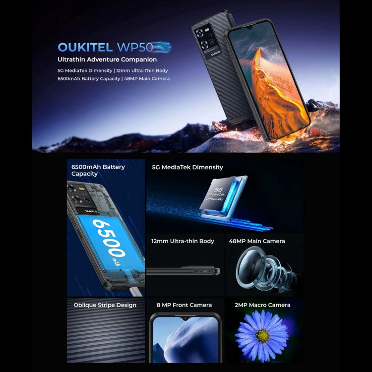 [HK Warehouse] Oukitel WP50 5G Rugged Phone, 4GB+256GB, 6.6 inch Android 14.0 MediaTek Dimensity 6100+ Octa-core, NFC, OTG, Network: 5G (Navy Blue) - Other by OUKITEL | Online Shopping UK | buy2fix