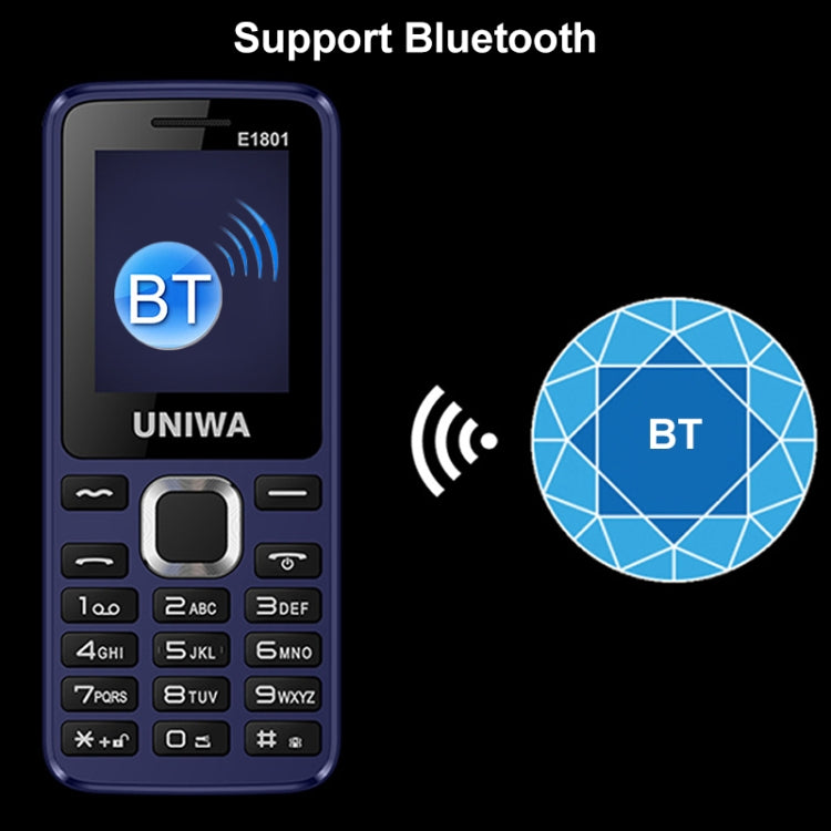 UNIWA E1801 Mobile Phone, 1.77 inch, 800mAh Battery, 21 Keys, Support Bluetooth, FM, MP3, MP4, GSM, Dual SIM(Black) - UNIWA by UNIWA | Online Shopping UK | buy2fix